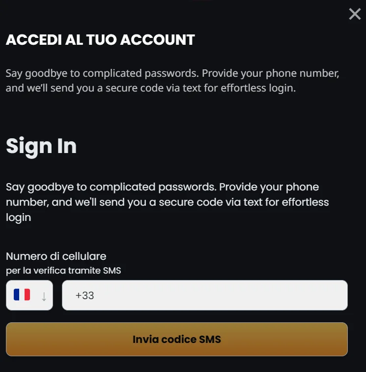 Accesso Instant Casino